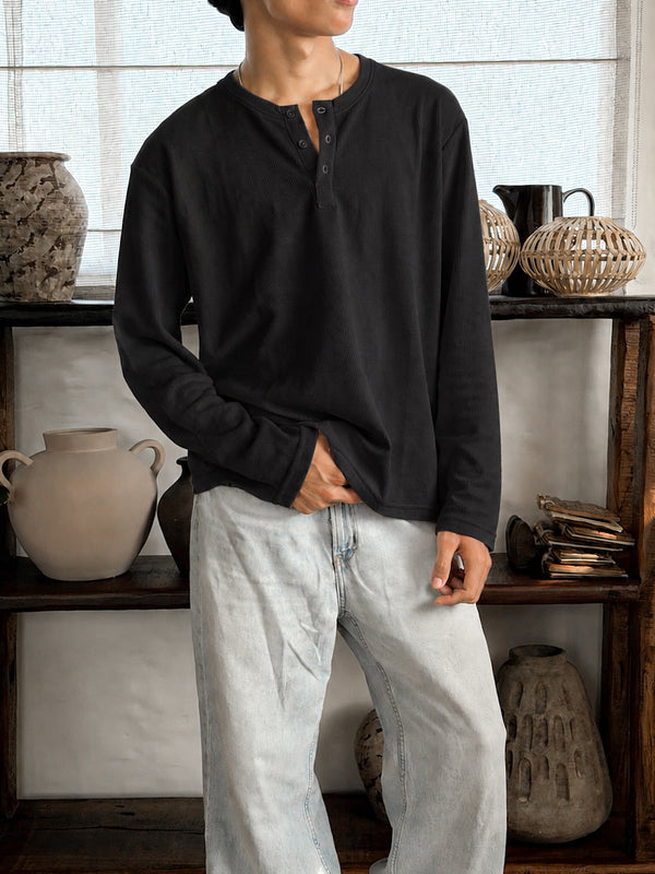 CLASSIC BLACK HENLEY