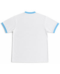White & Sky Blue Ringer tee Back Design