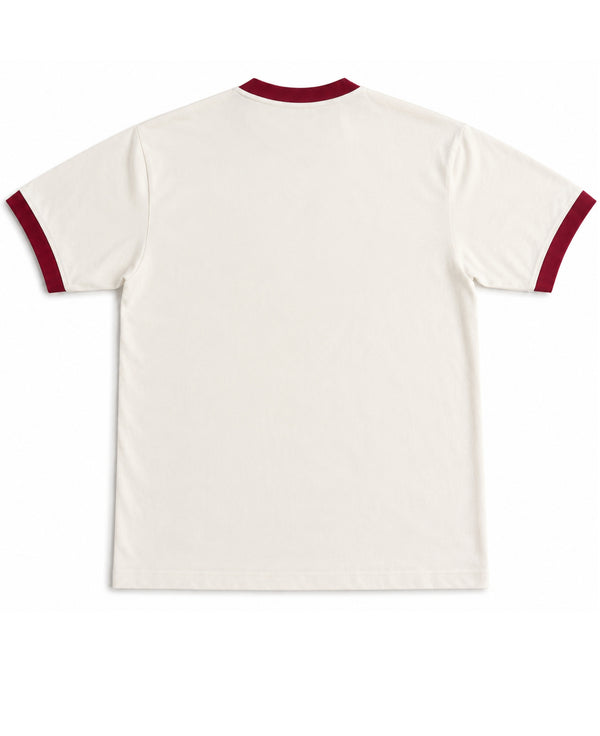Off White & Maroon Ringer tee Back Design