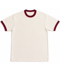 Off White & Maroon Ringer tee Front Design